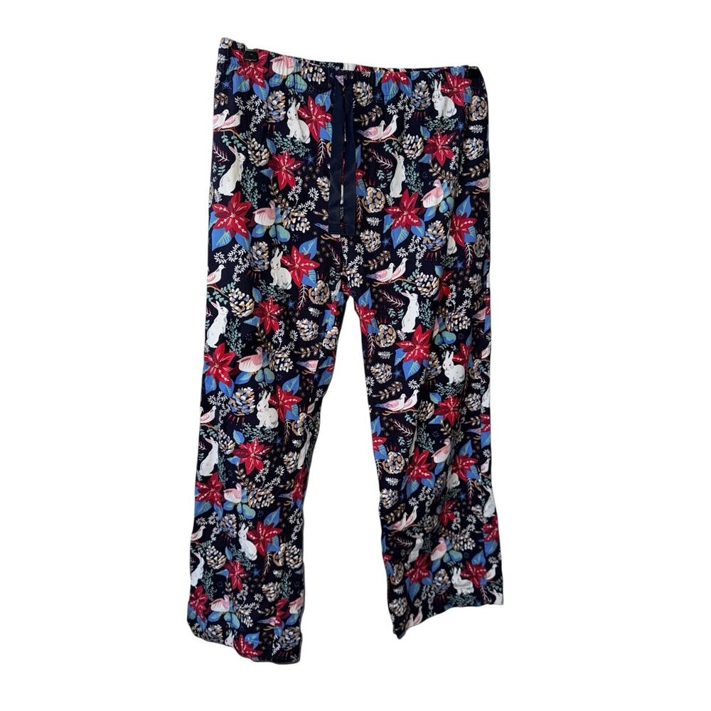 Vera Bradley Winter Forest Pajama Pants XL Holiday Woodland Bunnies Birds Flower